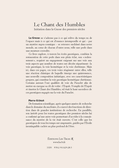 Quatrième de couverture du Chant des Humbles de Pierre Gohar